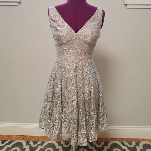 Adrianna Papell Dresses & Skirts - Adrianna Papell Silver Cocktail Dress